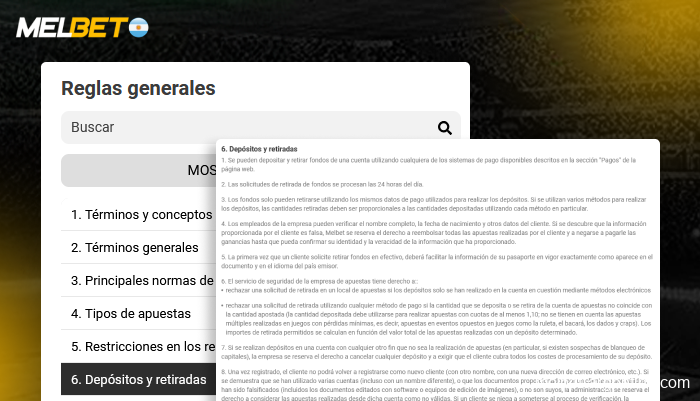 Métodos de pago y condiciones para ingresar o retirar fondos
